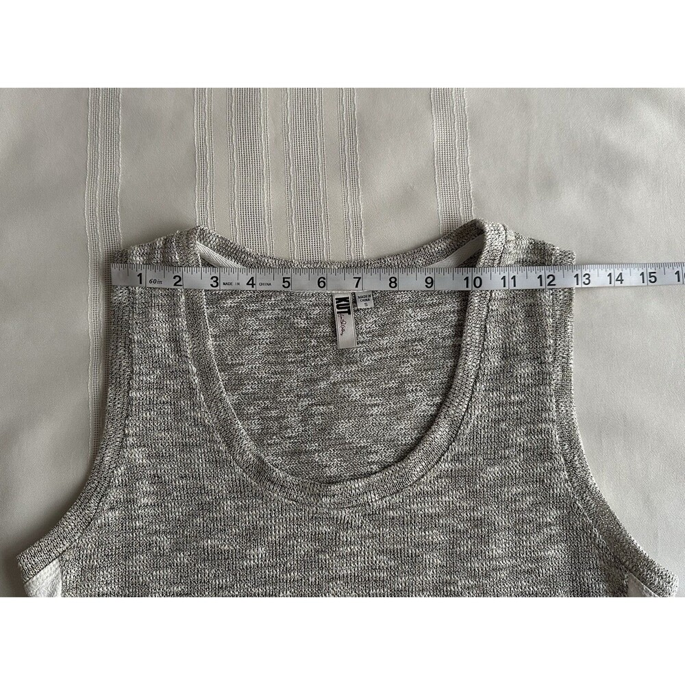 KUT from the Kloth Women’s metallic knit top, heather gray and white, size Small - Picture 9 of 14